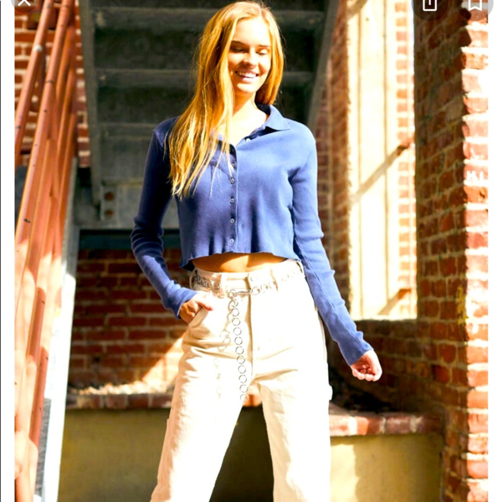 Brandy Melville John Galt blue cropped top